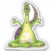 Sticker Un Dinosaure Iguanodon Qui Fait Du Yoga. (Devant)