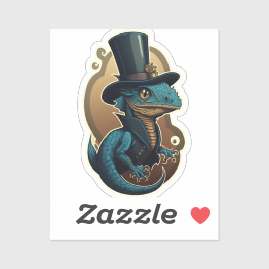 Sticker Un dragon gentilhomme dans un chapeau (Feuille)
