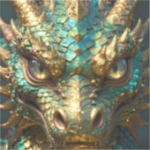 Sticker Un dragon mystique turquoise et or (Recto)