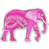 Sticker Un éléphant indien dans un style arabesque rose Fu (Devant)