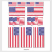 Sticker Un ensemble de 11 Drapeaux américains (Feuille)