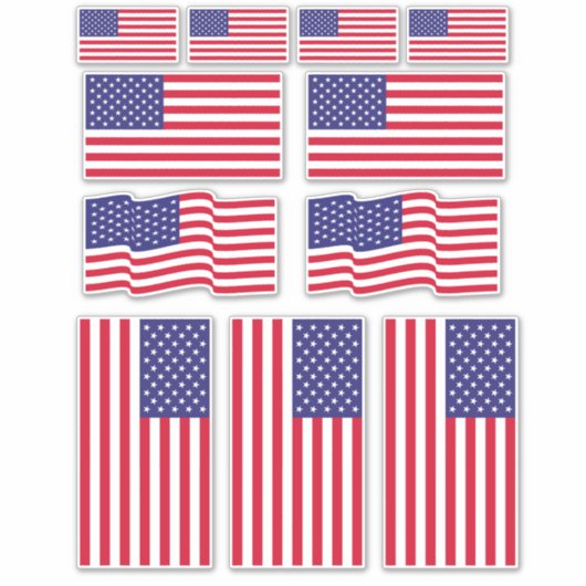 Sticker Un ensemble de 11 Drapeaux américains (Devant)