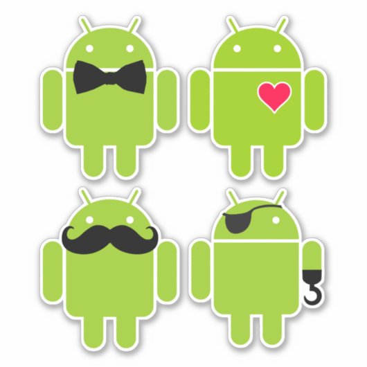 Sticker Un ensemble de 4 robots Android (Devant)