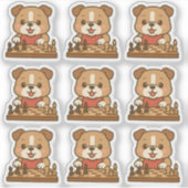 Sticker Un Ensemble De 6 Kawaii Dessin De Chien En Train D (Devant)
