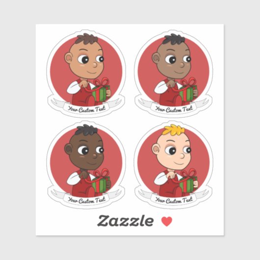 Sticker Un ensemble de dessins animés de bébé Noël mignons (Feuille)