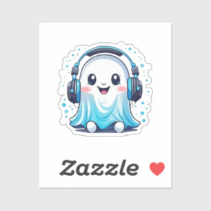 Sticker Un fantôme avec des écouteurs sur les oreilles