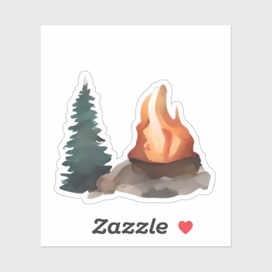 Sticker Un feu de camp sous les pins (Feuille)