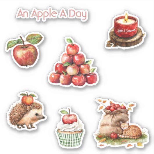 Sticker Un fruit pomme par jour (Devant)