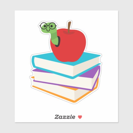 Sticker Un joli bouquineur avec un design enfant pomme (Feuille)