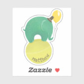 Sticker Un joli éléphant vert et jaune. Animaux amusants p (Feuille)