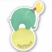 Sticker Un joli éléphant vert et jaune. Animaux amusants p (Devant)