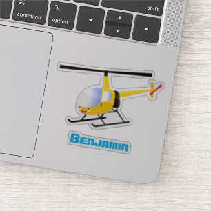 Sticker Un joli hélicoptère de dessin animé jaune
