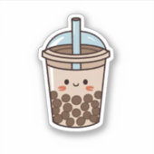 Sticker Un joli thé brun kawaii boba (Devant)