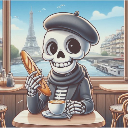 Sticker Un joyeux squelette à Paris (Devant)
