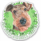 Sticker Un Lucky Airedale Terrier Funny St Patrick Chien (Devant)