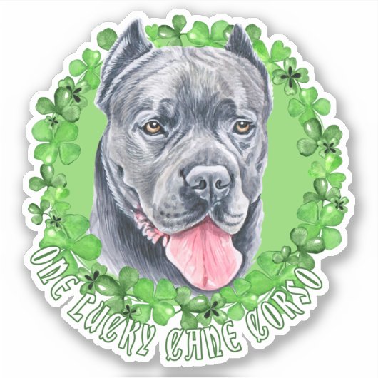 Sticker Un Lucky Cane Corso Funny St Patrick Chien (Devant)
