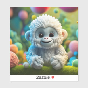 Sticker Un mignon bébé Yeti fait de fil