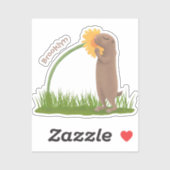 Sticker Un mignon chien de prairie reniflant la caricature (Feuille)