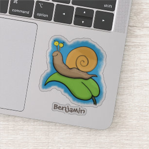 Sticker Un mignon escargot heureux sur une illustration d'