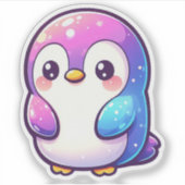 Sticker Un mignon pingouin pastel avec un dégradé vibrant (Devant)