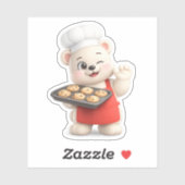 Sticker Un ours mignon avec un biscuit. (Feuille)