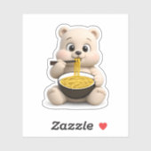 Sticker Un ours mignon mangeant des nouilles. (Feuille)