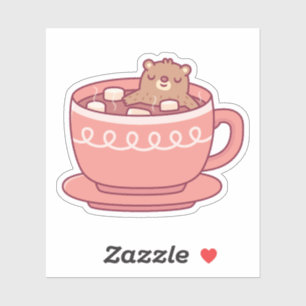 Sticker Un ours mignon profitant d'un bain dans un chocola