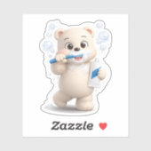 Sticker Un ours se brossant les dents. (Feuille)