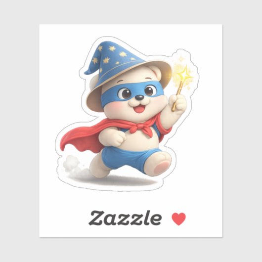 Sticker Un ours vêtu d'un costume de magicien. (Feuille)