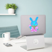 Sticker Un petit lapin heureux (Ordinateur portable sur le bureau)