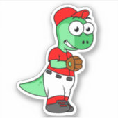 Sticker Un Pitcher De Baseball Pachycephalosaurus. (Devant)