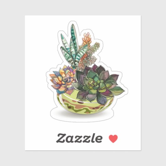 Sticker Un pot de succulents (Feuille)