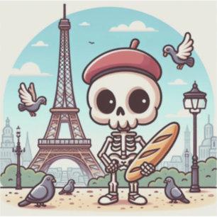 Sticker Un squelette à Paris