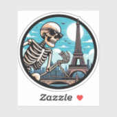 Sticker Un squelette cool à Paris (Feuille)