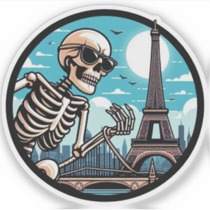 Sticker Un squelette cool à Paris