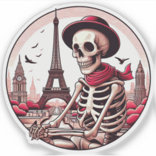 Sticker Un squelette d'artiste cool à Paris
