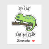 Sticker Un Sur Cha Million Funny Chameleon Pun (Feuille)