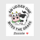 Sticker Un Udder On Mord L'Herbe Funny Cow Pun (Feuille)