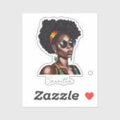 Sticker Une Africaine Américaine avec lunettes de soleil c (Feuille)