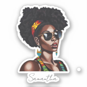Sticker Une Africaine Américaine avec lunettes de soleil c
