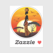 Sticker Une belle femme africaine Silhouette sur les solei (Feuille)
