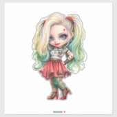 Sticker Une collection de designs Halloween de fille migno (Feuille)
