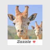 Sticker Une douce girafe face à un ciel bleu (Feuille)