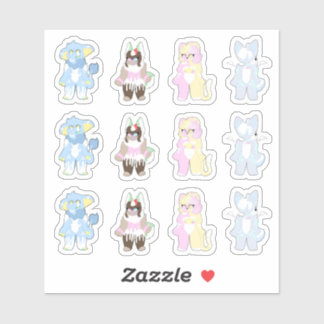 Sticker Une douzaine de jolies personnages de Furry Sticke