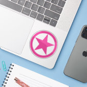 Sticker Une Étoile Rose Du Féminisme - v7 (Ordinateur portable avec iPhone)