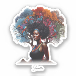 Sticker Une femme afro-américaine aux cheveux arborés