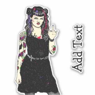 Sticker Une fille de punk gothique renverse l'oiseau