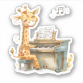 Sticker Une Jolie Giraffe Bébé Joue La Guitare (Devant)