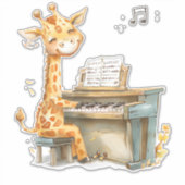 Sticker Une Jolie Giraffe Bébé Joue La Guitare (Devant)