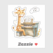 Sticker Une Jolie Giraffe Bébé Joue La Guitare (Feuille)